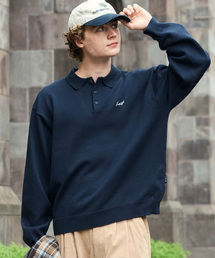 HECT(�w�N�g)�́yHECT�zSweat-Like Oversized Knit Polo / �X�E�F�b�g���C�N �����|�C���g�h�J �I�[�o�[�T�C�Y �j�b�g�|�����Ód�h�~�E�}�V���E�H�b�V���u����(�|���V���c)
