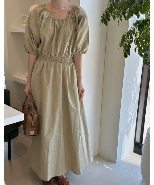 FAVORITO(ファヴォリート)の「リラックスウエストマークワンピース(ワンピース・レディース・ホワイト/ライトブルー/グリーン・F)」の6枚目の写真