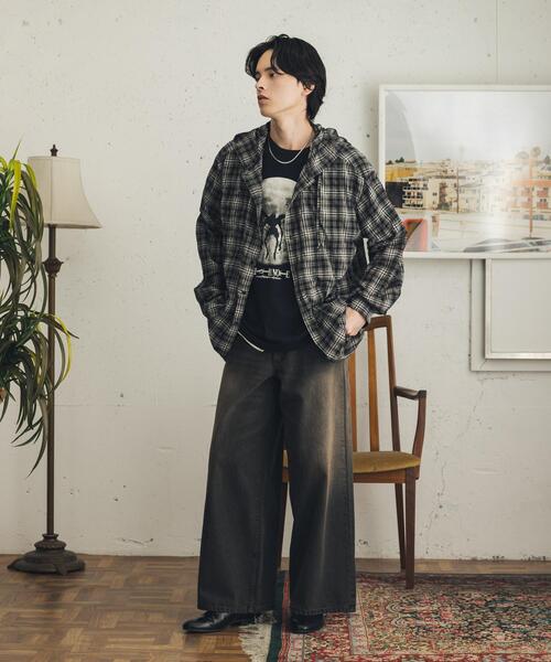SENSE OF PLACE by URBAN RESEARCH(センスオブプレイスバイアーバンリサーチ)の「チェックシアーフーディーシャツ(シャツ/ブラウス・メンズ・ブラック/ネイビー/ブルー・MEDIUM/LARGE)」の11枚目の写真