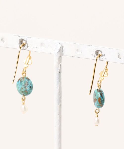 A.en（エイエン ）の「【CHAN LUU】STONE AND PEARL DROP EARRINGS（ピアス（両耳用）・レディース・ターコイズブルー・ONE SIZE）」の4枚目の写真