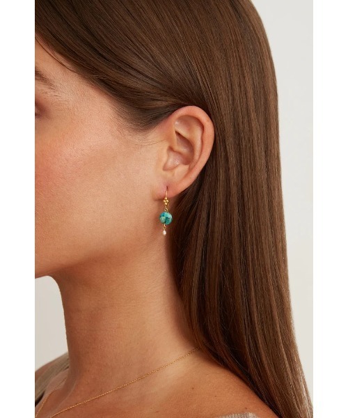 A.en（エイエン ）の「【CHAN LUU】STONE AND PEARL DROP EARRINGS（ピアス（両耳用）・レディース・ターコイズブルー・ONE SIZE）」の2枚目の写真