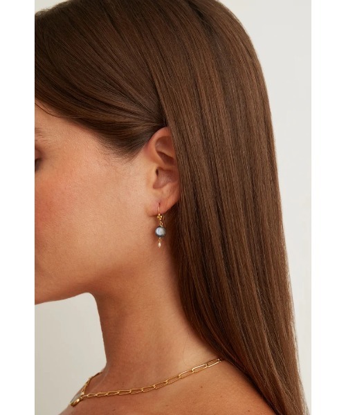 A.en（エイエン ）の「【CHAN LUU】STONE AND PEARL DROP EARRINGS（ピアス（両耳用）・レディース・ターコイズブルー・ONE SIZE）」の3枚目の写真