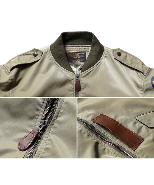 HOUSTON(ヒューストン)の「HOUSTON L-2 FLIGHT JACKET(ミリタリージャケット・メンズ・ブラック/オリーブドラブ・42/40/38/44)」の13枚目の写真