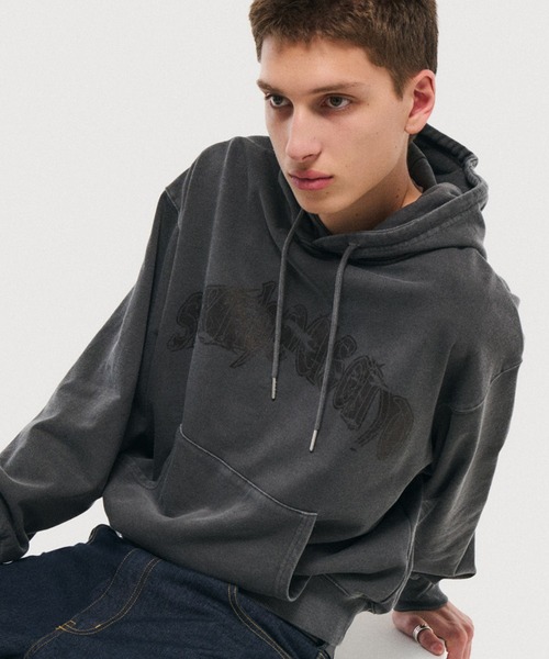 ILL'S（イルズ）の「ARCH LOGO PULLOVER HOODIE / アーチロゴ プルオーバー フーディ メンズ レディース ユニセックス（スウェット・メンズ・ライム/チャコールグレー/グレー/ブラック・L/M）」の3枚目の写真
