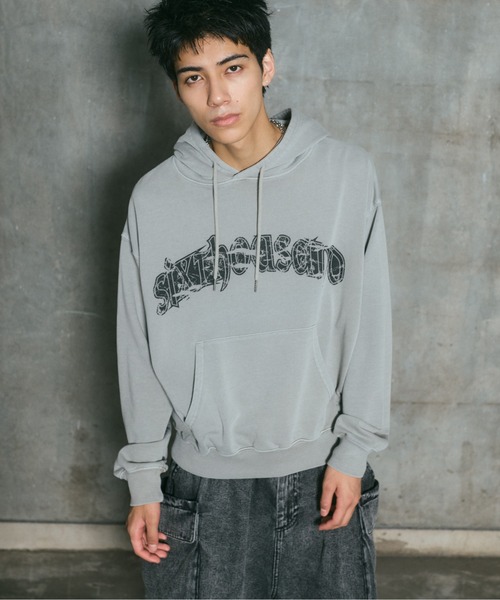 ILL'S（イルズ）の「ARCH LOGO PULLOVER HOODIE / アーチロゴ プルオーバー フーディ メンズ レディース ユニセックス（スウェット・メンズ・ライム/チャコールグレー/グレー/ブラック・L/M）」の12枚目の写真