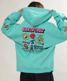 【ムラサキスポーツ限定】SANTACRUZ/サンタクルーズ ジップアップ パーカー フーディー ロゴ バックプリント 裏起毛 502264333