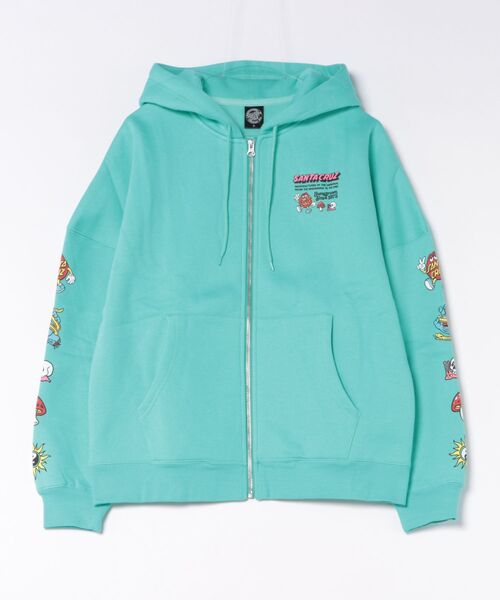 SANTA CRUZ(サンタクルーズ)の「【ムラサキスポーツ限定】SANTACRUZ/サンタクルーズ ジップアップ パーカー フーディー ロゴ バックプリント 裏起毛 502264333(パーカー・レディース・ライトブルー/ブラック・L/M)」の20枚目の写真