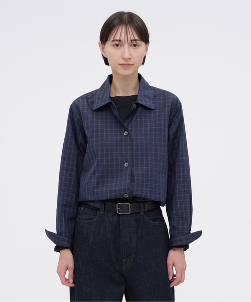 MARGARET HOWELL(マーガレットハウエル)の「COTTON SILK CHECK(シャツ/ブラウス・レディース・アイボリー/ブルー・1/2)」の1枚目の写真