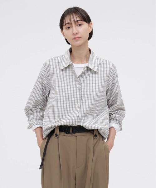 MARGARET HOWELL(マーガレットハウエル)の「COTTON SILK CHECK(シャツ/ブラウス・レディース・アイボリー/ブルー・1/2)」の2枚目の写真