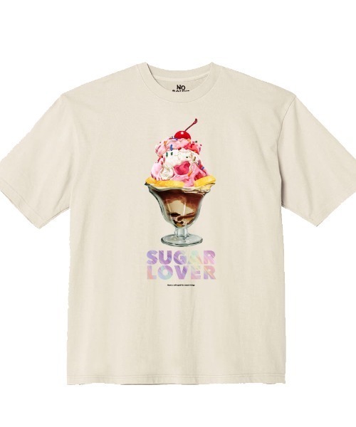 NOBOUND(ノーバウンド)の「NOBOUND(ノーバウンド) 半袖Tシャツ パフェイラスト プリント ビッグシルエット カットソー ストリート 原宿系 レディース(Tシャツ/カットソー・レディース・ホワイト/ブラック/ライトベージュ/ダルブルー系・S)」の4枚目の写真