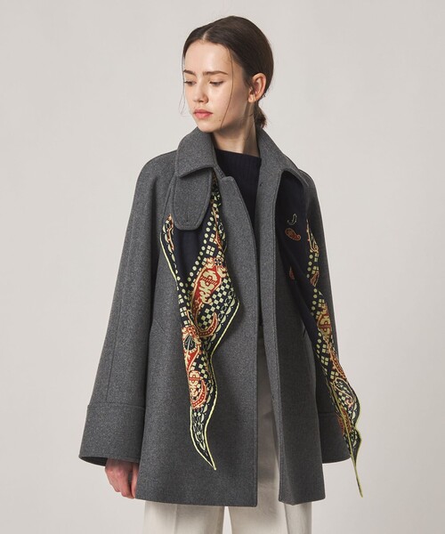 Steven Alan(スティーブンアラン)の「<Steven Alan>ウール カシミヤ テント ショートコート(ステンカラーコート・レディース・グレー/ブラック・S/M/L)」の2枚目の写真