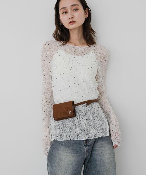SENSE OF PLACE by URBAN RESEARCH(センスオブプレイスバイアーバンリサーチ)の「シアーレースカットトップ(Tシャツ/カットソー・レディース・ベージュ/ブラック/ホワイト系その他/アイボリー・ONE)」の3枚目の写真
