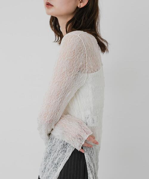 SENSE OF PLACE by URBAN RESEARCH(センスオブプレイスバイアーバンリサーチ)の「シアーレースカットトップ(Tシャツ/カットソー・レディース・ベージュ/ブラック/ホワイト系その他/アイボリー・ONE)」の2枚目の写真