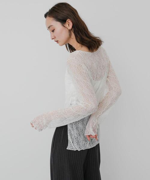 SENSE OF PLACE by URBAN RESEARCH(センスオブプレイスバイアーバンリサーチ)の「シアーレースカットトップ(Tシャツ/カットソー・レディース・ベージュ/ブラック/ホワイト系その他/アイボリー・ONE)」の7枚目の写真