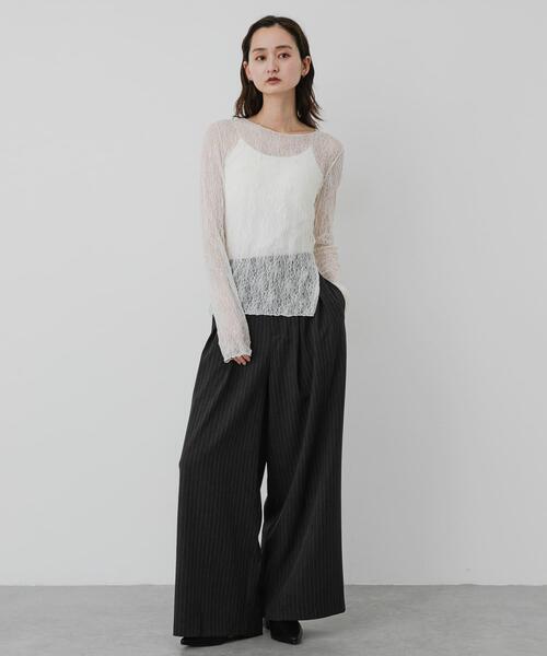 SENSE OF PLACE by URBAN RESEARCH(センスオブプレイスバイアーバンリサーチ)の「シアーレースカットトップ(Tシャツ/カットソー・レディース・ベージュ/ブラック/ホワイト系その他/アイボリー・ONE)」の8枚目の写真