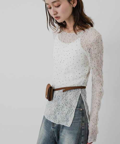 SENSE OF PLACE by URBAN RESEARCH(センスオブプレイスバイアーバンリサーチ)の「シアーレースカットトップ(Tシャツ/カットソー・レディース・ベージュ/ブラック/ホワイト系その他/アイボリー・ONE)」の12枚目の写真