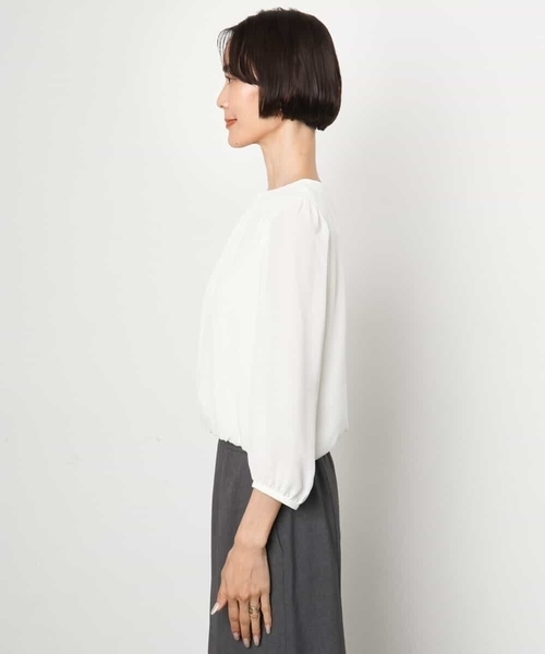 MICHEL KLEIN（ミッシェル・クラン）の「[通勤におすすめ]バルーンヘムブラウソー（シャツ/ブラウス・レディース・ホワイト/ライトグレー・38）」の7枚目の写真