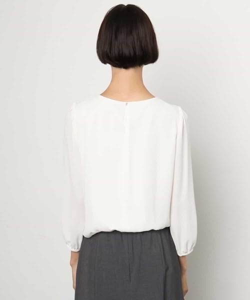 MICHEL KLEIN（ミッシェル・クラン）の「[通勤におすすめ]バルーンヘムブラウソー（シャツ/ブラウス・レディース・ホワイト/ライトグレー・38）」の8枚目の写真