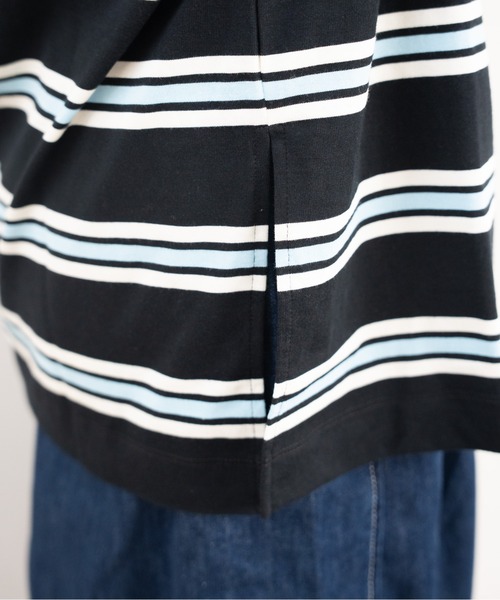 bashful base Oriental(バッシュフルベースオリエンタル)の「【bbO】マルチボーダーオーバーサイズポロ(Tシャツ/カットソー・レディース・ブラック/グレー/アイボリー・FREE)」の11枚目の写真