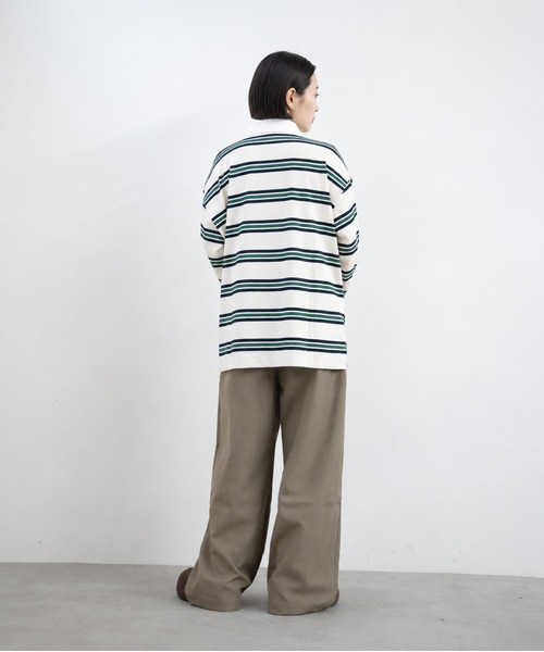 bashful base Oriental(バッシュフルベースオリエンタル)の「【bbO】マルチボーダーオーバーサイズポロ(Tシャツ/カットソー・レディース・ブラック/グレー/アイボリー・FREE)」の5枚目の写真
