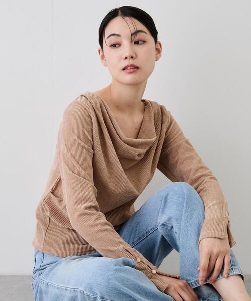 Jayro(ジャイロ)の「シアーベロアドレープネックプルオーバー(シャツ/ブラウス・レディース・ベージュ/ホワイト系その他2・M)」の1枚目の写真