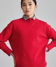 【カシミヤ混/柔らかな風合い】ハイネックプルオーバーニット