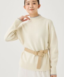 【カシミヤ混/柔らかな風合い】ハイネックプルオーバーニット