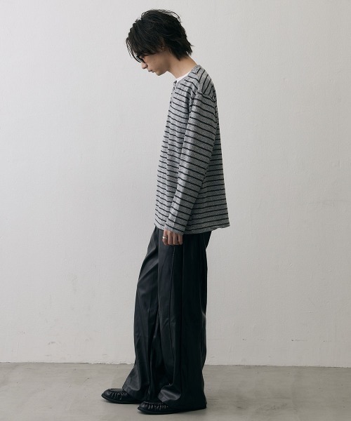 Shoowtime（ショウタイム）の「Vintage Border Henley Neck Long Sleeve Tee / ヴィンテージ ボーダー ヘンリーネック ロングスリーブTシャツ（Tシャツ/カットソー・メンズ・ブラック系・X-LARGE/LARGE/MEDIUM）」の11枚目の写真