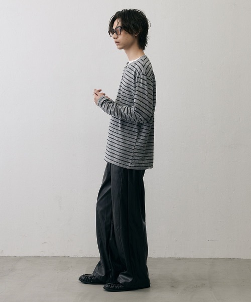 Shoowtime（ショウタイム）の「Vintage Border Henley Neck Long Sleeve Tee / ヴィンテージ ボーダー ヘンリーネック ロングスリーブTシャツ（Tシャツ/カットソー・メンズ・ブラック系・X-LARGE/LARGE/MEDIUM）」の12枚目の写真