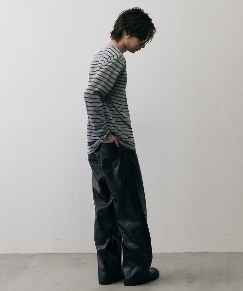 Shoowtime（ショウタイム）の「Vintage Border Henley Neck Long Sleeve Tee / ヴィンテージ ボーダー ヘンリーネック ロングスリーブTシャツ（Tシャツ/カットソー・メンズ・ブラック系・X-LARGE/LARGE/MEDIUM）」の13枚目の写真