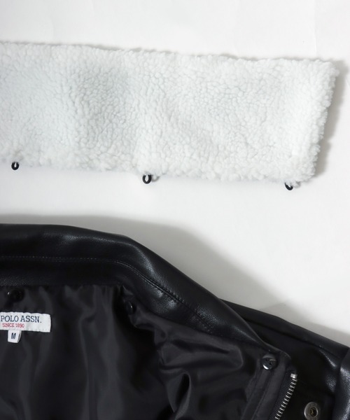 U.S. POLO ASSN.（ユーエスポロアッスン）の「別注 U.S.POLO ASSN.（ユーエスポロアッスン）フェイクレザーブルゾン/ジャケット/取り外し可能なボアの襟（ブルゾン・レディース・ブラック系1・LL/L/M）」の19枚目の写真