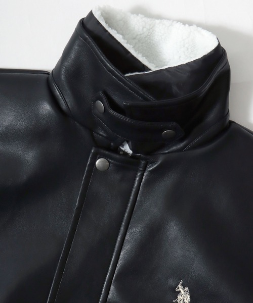 U.S. POLO ASSN.（ユーエスポロアッスン）の「別注 U.S.POLO ASSN.（ユーエスポロアッスン）フェイクレザーブルゾン/ジャケット/取り外し可能なボアの襟（ブルゾン・レディース・ブラック系1・LL/L/M）」の15枚目の写真