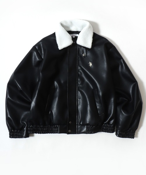 U.S. POLO ASSN.（ユーエスポロアッスン）の「別注 U.S.POLO ASSN.（ユーエスポロアッスン）フェイクレザーブルゾン/ジャケット/取り外し可能なボアの襟（ブルゾン・レディース・ブラック系1・LL/L/M）」の20枚目の写真
