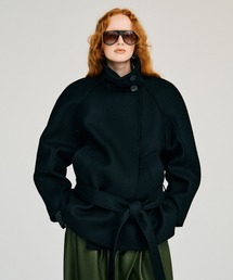 【2026Winter Pre-Order】ローウエステッドハイネックウールミドルコート / Low-Waisted High-Neck Wool Middle Coat