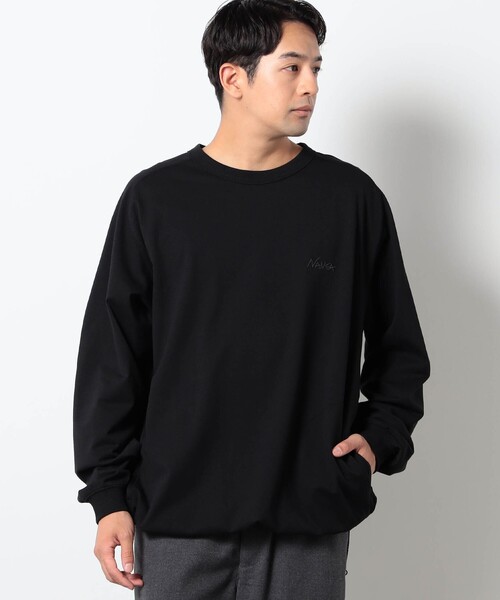 NANGA(ナンガ)の「NANGA別注ドローコードロングスリーブTシャツ(Tシャツ/カットソー・メンズ・ホワイト/グレー/ブラック・S/M/L)」の2枚目の写真