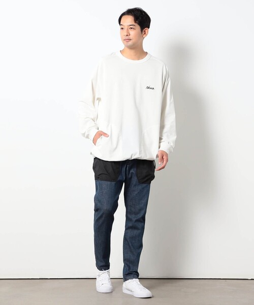NANGA(ナンガ)の「NANGA別注ドローコードロングスリーブTシャツ(Tシャツ/カットソー・メンズ・ホワイト/グレー/ブラック・S/M/L)」の4枚目の写真