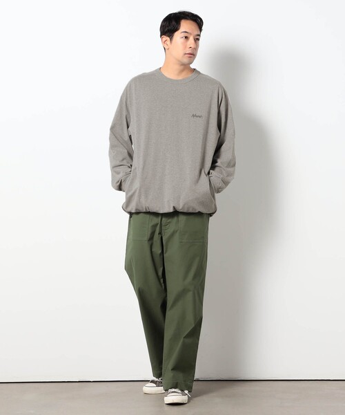 NANGA(ナンガ)の「NANGA別注ドローコードロングスリーブTシャツ(Tシャツ/カットソー・メンズ・ホワイト/グレー/ブラック・S/M/L)」の5枚目の写真