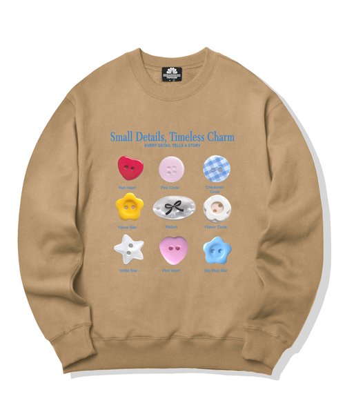 TRIPSHION(トリップション)の「Small Charm Graphic クルーネック - 9カラー(スウェット・レディース・ホワイト/ブラック/ベージュ/ブラウン/グレー/オレンジ/ブルー/グリーン/アイボリー・MEDIUM/LARGE/X-LARGE)」の6枚目の写真