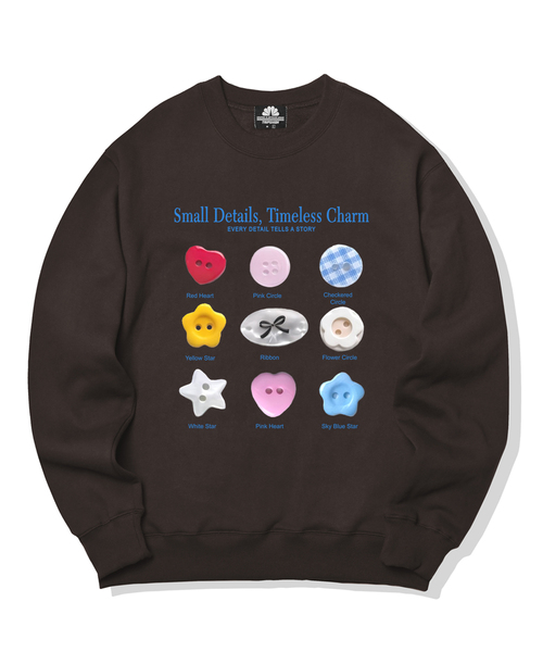 TRIPSHION(トリップション)の「Small Charm Graphic クルーネック - 9カラー(スウェット・レディース・ホワイト/ブラック/ベージュ/ブラウン/グレー/オレンジ/ブルー/グリーン/アイボリー・MEDIUM/LARGE/X-LARGE)」の5枚目の写真