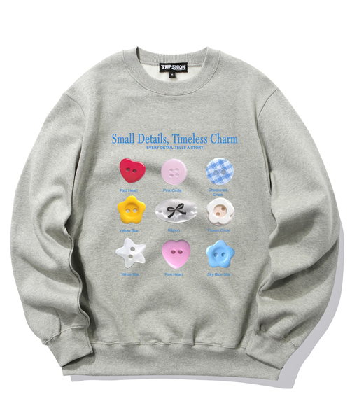 TRIPSHION(トリップション)の「Small Charm Graphic クルーネック - 9カラー(スウェット・レディース・ホワイト/ブラック/ベージュ/ブラウン/グレー/オレンジ/ブルー/グリーン/アイボリー・MEDIUM/LARGE/X-LARGE)」の4枚目の写真