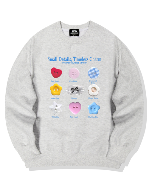 TRIPSHION(トリップション)の「Small Charm Graphic クルーネック - 9カラー(スウェット・レディース・ホワイト/ブラック/ベージュ/ブラウン/グレー/オレンジ/ブルー/グリーン/アイボリー・MEDIUM/LARGE/X-LARGE)」の1枚目の写真