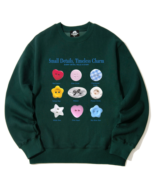 TRIPSHION(トリップション)の「Small Charm Graphic クルーネック - 9カラー(スウェット・レディース・ホワイト/ブラック/ベージュ/ブラウン/グレー/オレンジ/ブルー/グリーン/アイボリー・MEDIUM/LARGE/X-LARGE)」の7枚目の写真