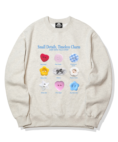 TRIPSHION(トリップション)の「Small Charm Graphic クルーネック - 9カラー(スウェット・レディース・ホワイト/ブラック/ベージュ/ブラウン/グレー/オレンジ/ブルー/グリーン/アイボリー・MEDIUM/LARGE/X-LARGE)」の2枚目の写真