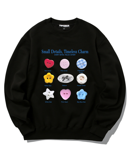 TRIPSHION(トリップション)の「Small Charm Graphic クルーネック - 9カラー(スウェット・レディース・ホワイト/ブラック/ベージュ/ブラウン/グレー/オレンジ/ブルー/グリーン/アイボリー・MEDIUM/LARGE/X-LARGE)」の3枚目の写真