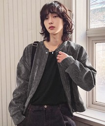 NOWLE（ノウル）の「【NOWLE】コーデュロイ ノーカラー ブルゾン / スナップボタン 裾ドローコード ジャケット（ノーカラージャケット）」