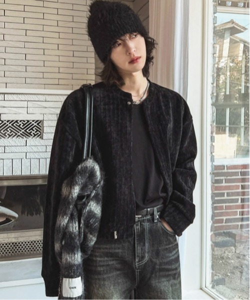 NOWLE（ノウル）の「【NOWLE】コーデュロイ ノーカラー ブルゾン / スナップボタン 裾ドローコード ジャケット（ノーカラージャケット・メンズ・ブラック/グレー・X-LARGE/LARGE/MEDIUM）」の12枚目の写真