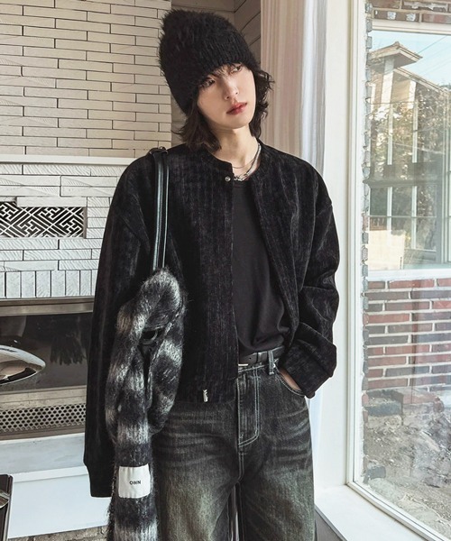 NOWLE（ノウル）の「【NOWLE】コーデュロイ ノーカラー ブルゾン / スナップボタン 裾ドローコード ジャケット（ノーカラージャケット・メンズ・ブラック/グレー・X-LARGE/LARGE/MEDIUM）」の14枚目の写真