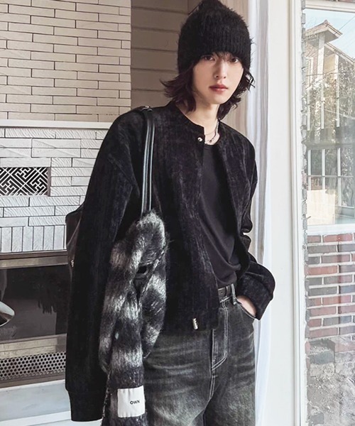 NOWLE（ノウル）の「【NOWLE】コーデュロイ ノーカラー ブルゾン / スナップボタン 裾ドローコード ジャケット（ノーカラージャケット・メンズ・ブラック/グレー・X-LARGE/LARGE/MEDIUM）」の13枚目の写真