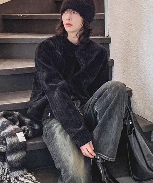 NOWLE（ノウル）の「【NOWLE】コーデュロイ ノーカラー ブルゾン / スナップボタン 裾ドローコード ジャケット（ノーカラージャケット・メンズ・ブラック/グレー・X-LARGE/LARGE/MEDIUM）」の22枚目の写真