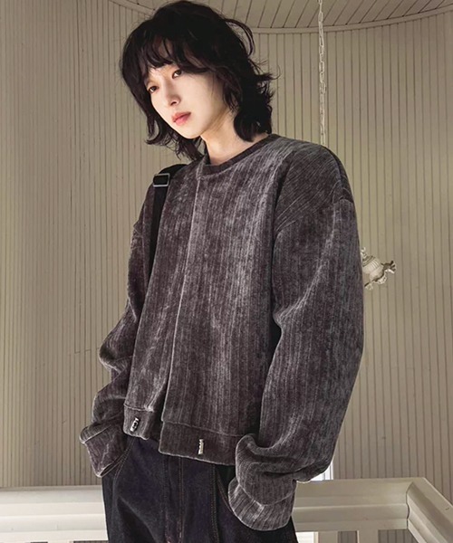 NOWLE（ノウル）の「【NOWLE】コーデュロイ ノーカラー ブルゾン / スナップボタン 裾ドローコード ジャケット（ノーカラージャケット・メンズ・ブラック/グレー・X-LARGE/LARGE/MEDIUM）」の6枚目の写真